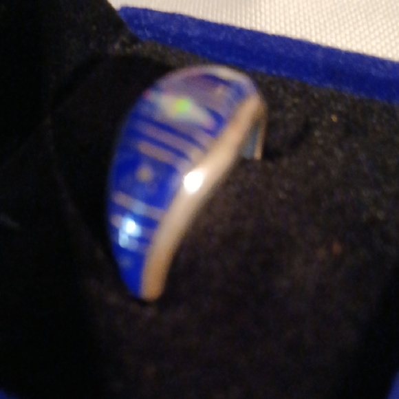 Unique Lapiz Lazuli and Opal Size 7  925 Silver Ring - Unisex - Picture 8 of 8